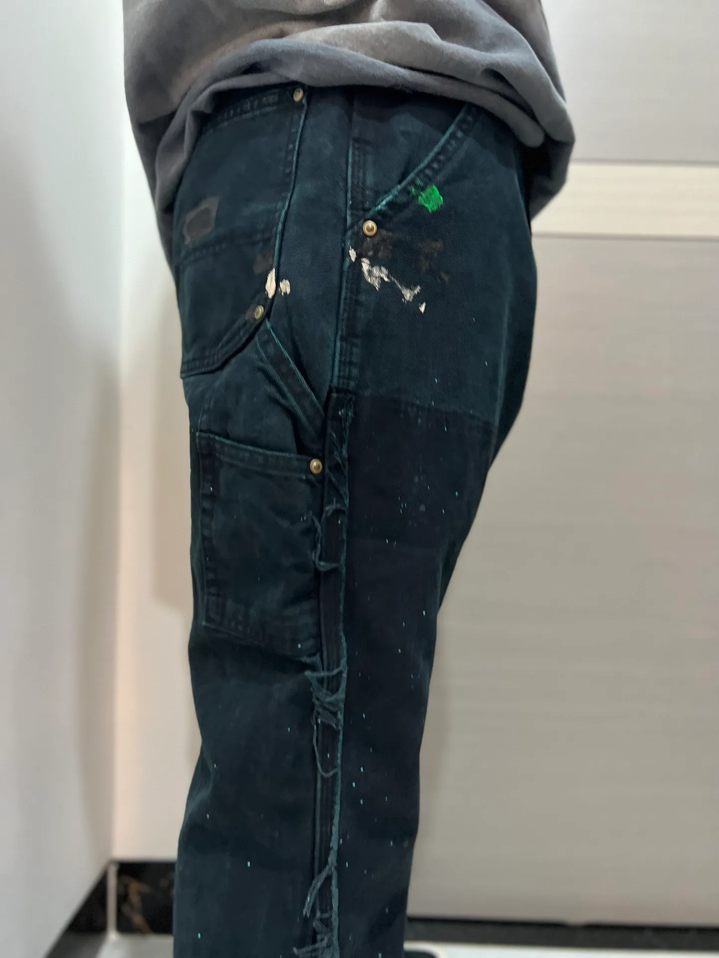 GALLERY DEPT. LA FLARE CARPENTER PANTS First generation paint-splashed ink-washed flared lumberjack pants Carhartt base version modified overalls blue black S-XL